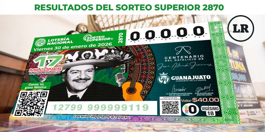 Resultados del Sorteo Superior 2870 del 30 de enero del 2026.