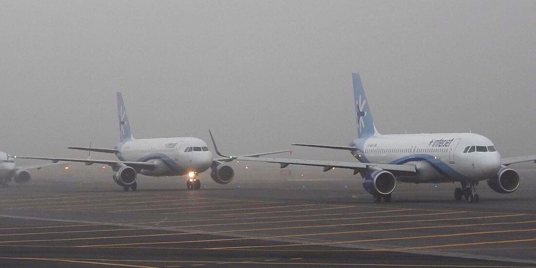 El AICM suspendió vuelos por un banco de niebla que se registró esta mañana.