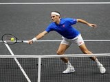 Roger Federer durante su partido de dobles en la Laver Cup, su último duelo como tenista profesional.