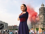 La Presidenta Claudia Sheinbaum, durante el séptimo aniversario de la Cuarta Transformación, el 6 de diciembre en el Zócalo capitalino.
