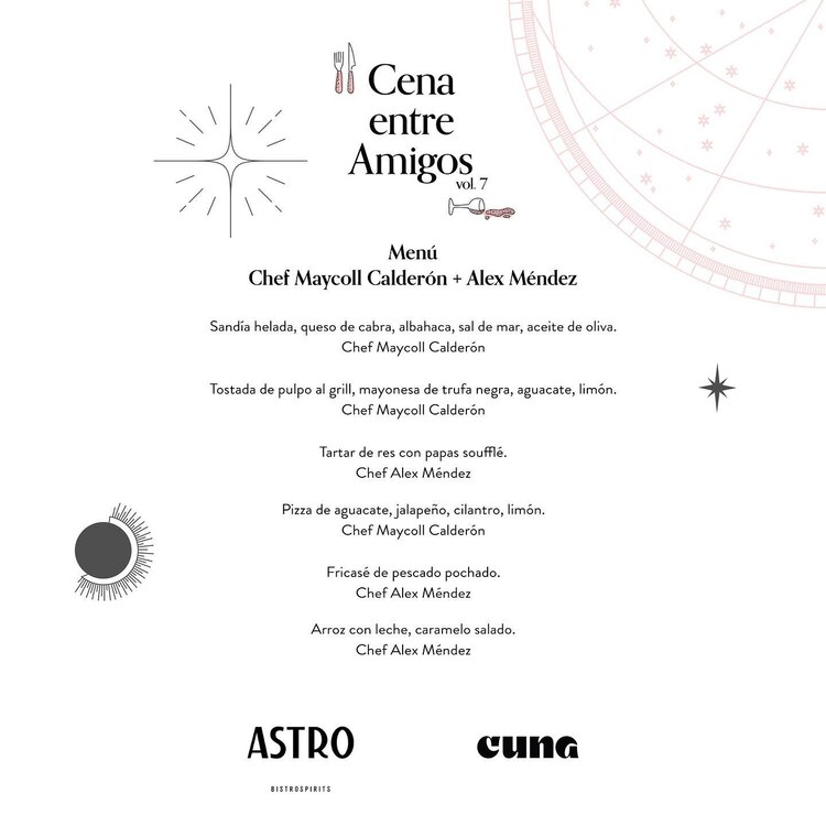 Menú de la "Cena entre amigos" Vol. 7