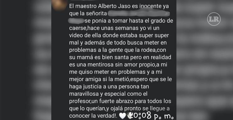 Publicación sobre la muerte del profesor Alberto Israel Jasso Cruz