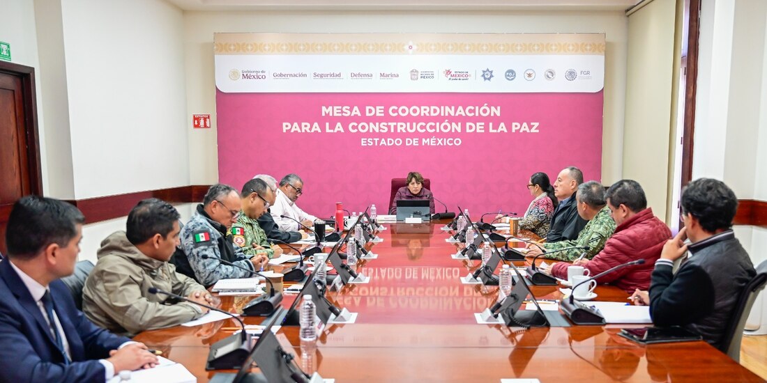 Gobernadora Delfina Gómez encabeza la Mesa de Coordinación para la Construcción de la Paz.