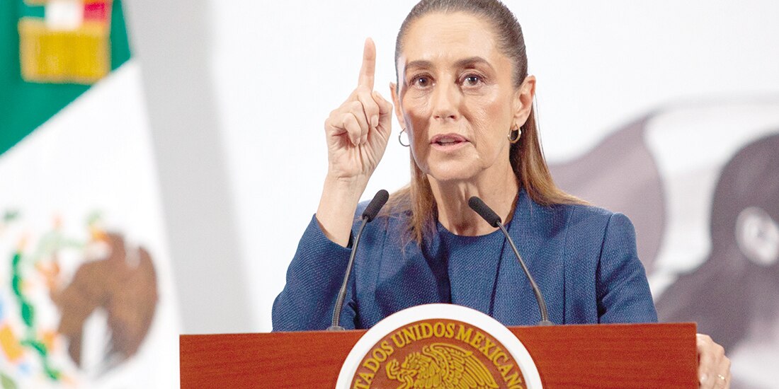La presidenta Claudia Sheinbaum, ayer en conferencia.