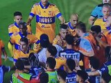 Momento exacto de la riña entre jugadores de Tigres y Monterrey en el clásico regio 125.