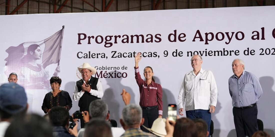 Claudia Sheinbaum, Presidenta de México, durante la entrega de apoyos al campo en Zacatecas, Foto: Presidencia