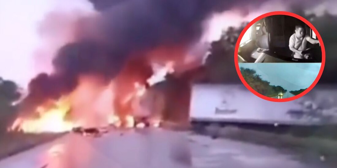 Un conductor sobrevivió a una fuerte explosión en Pixtún, Escárcega, Campeche.