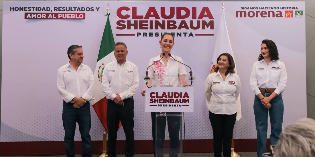 Claudia Sheinbaum al hacer la presentación este jueves desde Querétaro.