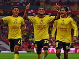 Ícaro celebrando su gol frente al Puebla.