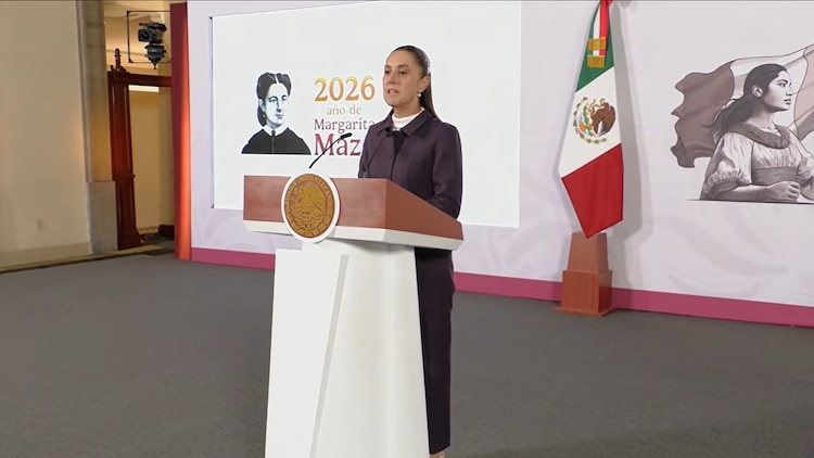 La Presidenta Claudia Sheinbaum este miércoles en Palacio Nacional.