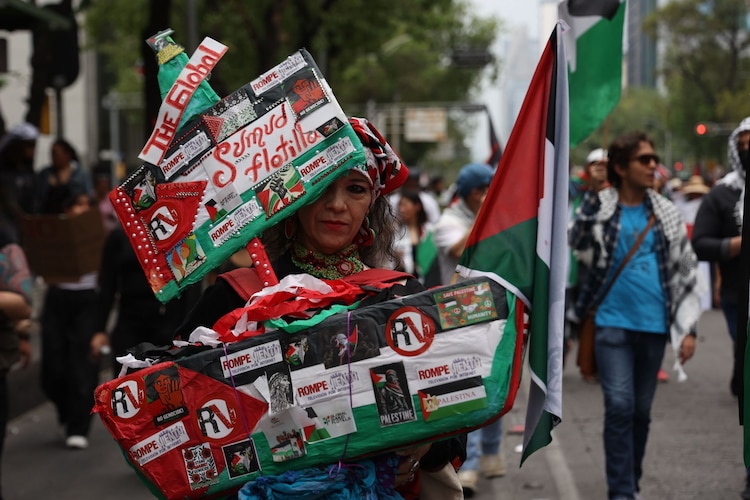 Marcha por la causa palestina en Ciudad de México.