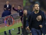 Nicolás Larcamón, entrenador del León, acabó con la playera rota tras discutir con Fernando Ortiz, entrenador del América