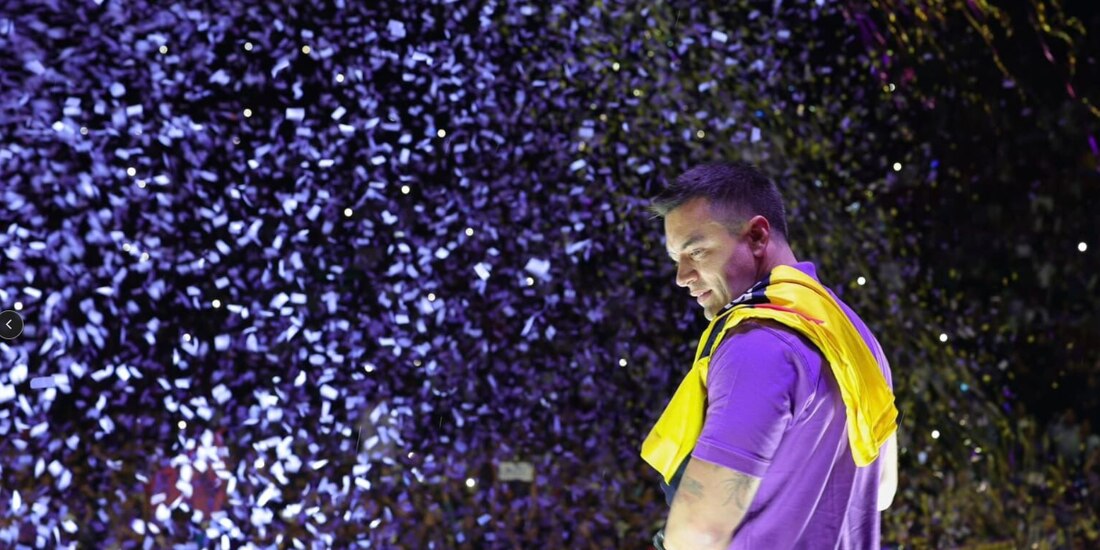 Daniel Noboa, ayer, en un cierre de campaña rumbo a la reelección en Ecuador.