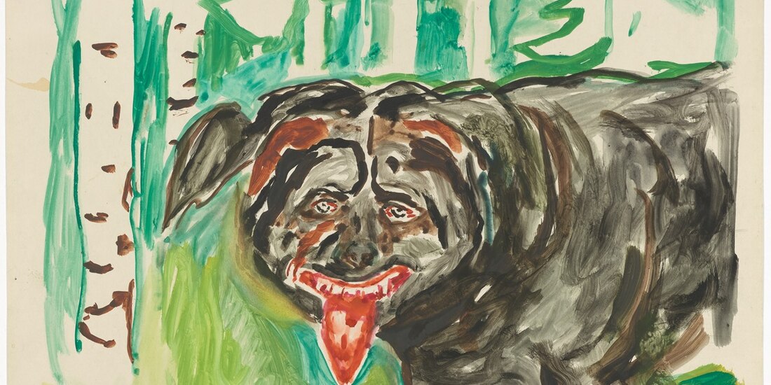 Edvard Munch, Perro enojado, acuarela, 1938-1940.