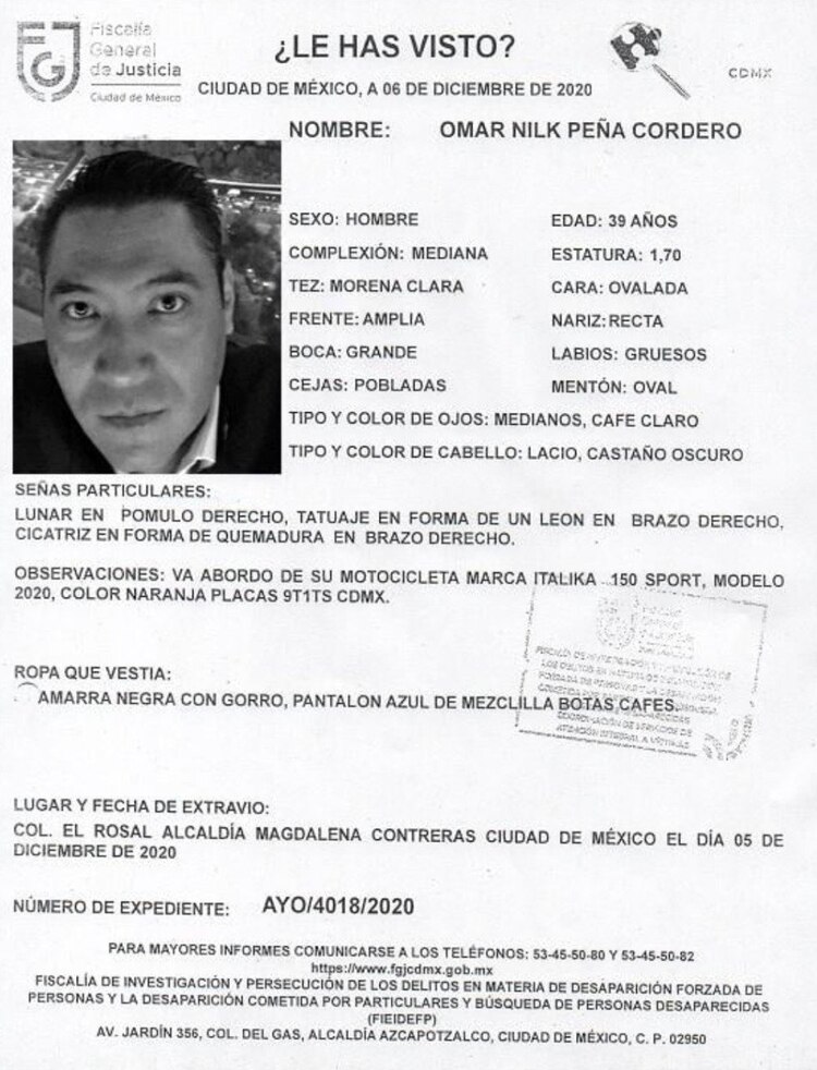 Desapareció el pasado domingo