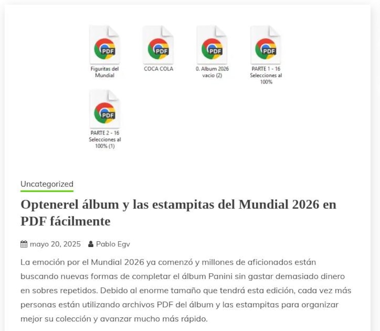 Este es el artículo de Bextropaff donde detalla cómo descargar el álbum Panini del Mundial 2026 en PDF.