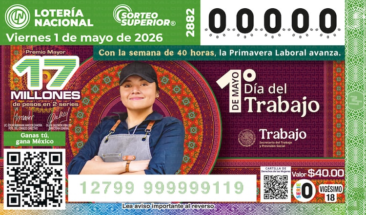 El billete del Sorteo Superior 2882 está dedicado al Día Internacional del Trabajo.
