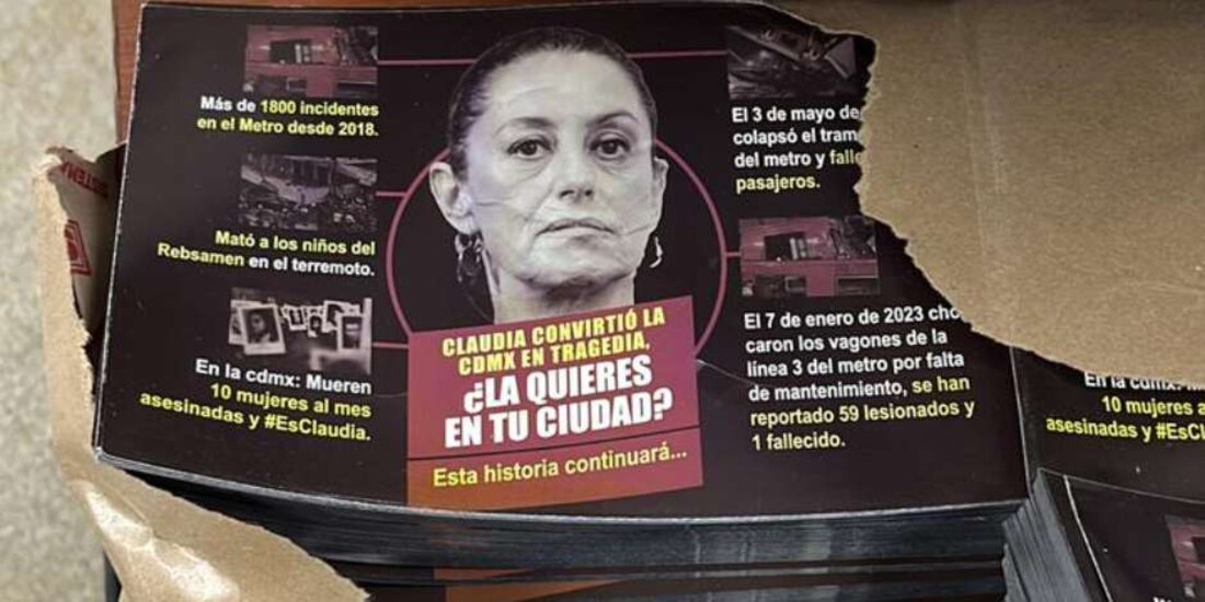 Hallan lonas con propaganda en contra de Claudia Sheinbaum en alcaldía Cuauhtémoc.