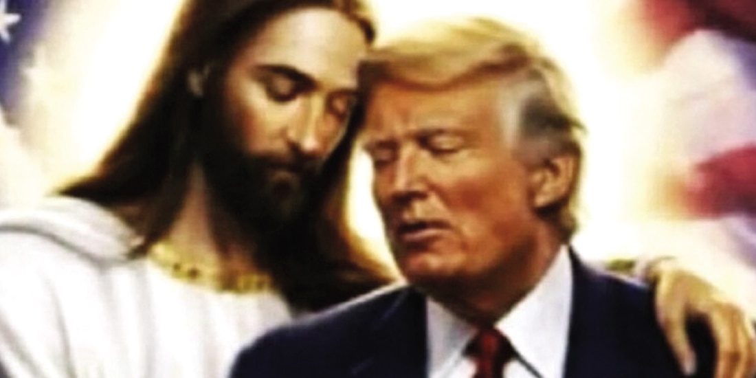 Imagen generada por IA del presidente de EU, Donald Trump, abrazado por Jesús, ayer.