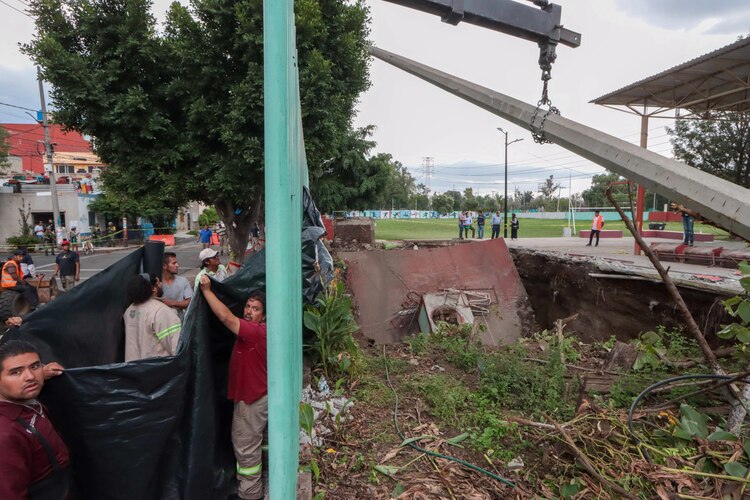 La Zona del Deportivo Gertrudis Sánchez en la que estaba el gimnasio de box luce arreglado luego luego del socavón que se formó en julio de 2023.