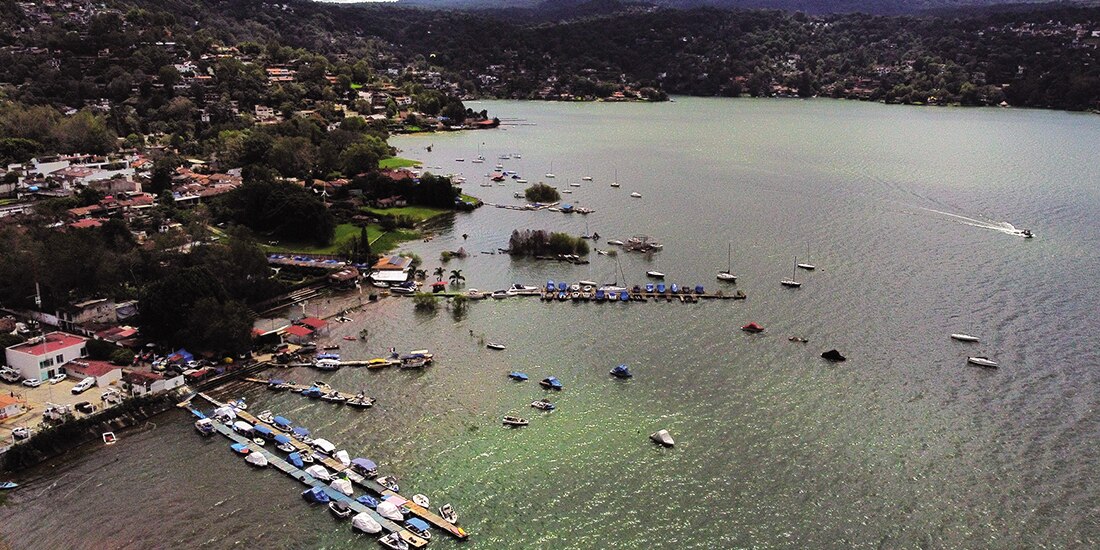 Vista aérea del Sistema Cutzamala, el pasado 10 de octubre en Valle de Bravo, Edomex.