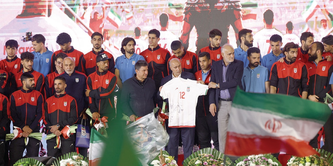 CEREMONIA de despedida de la selección nacional de futbol de Irán, en Teherán,
antes de su partida hacia el Mundial de 2026, el pasado 13 de mayo.