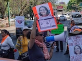Manifestantes del Refugio Franciscano, en la Ciudad de México.