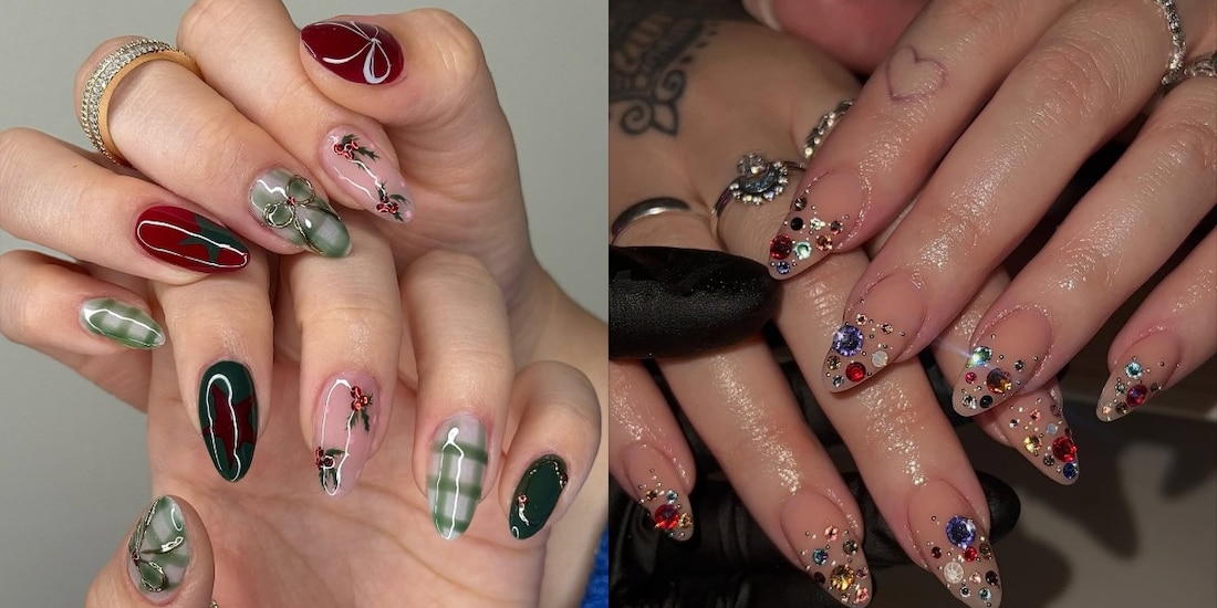 Diseños de uñas en tendencia para Navidad y Año Nuevo