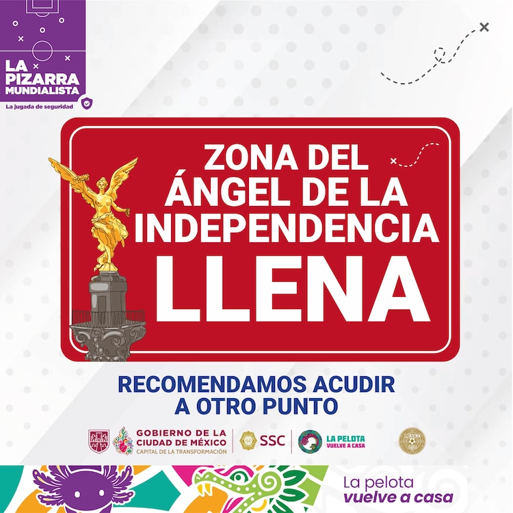 Ángel de la Independencia, lleno previo al partido de México contra Inglaterra.