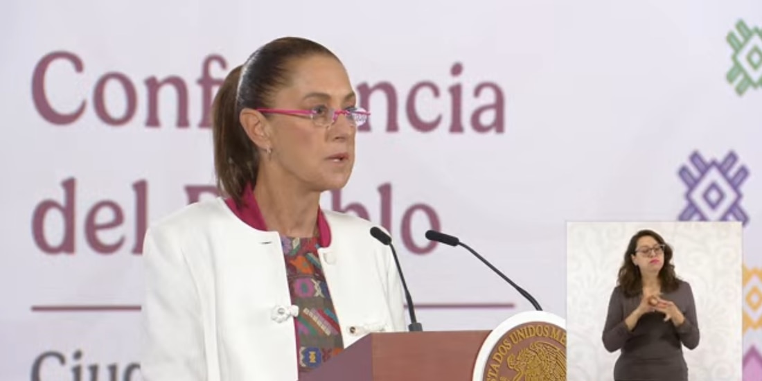 La presidenta Claudia Sheinbaum en la Conferencia del Pueblo.