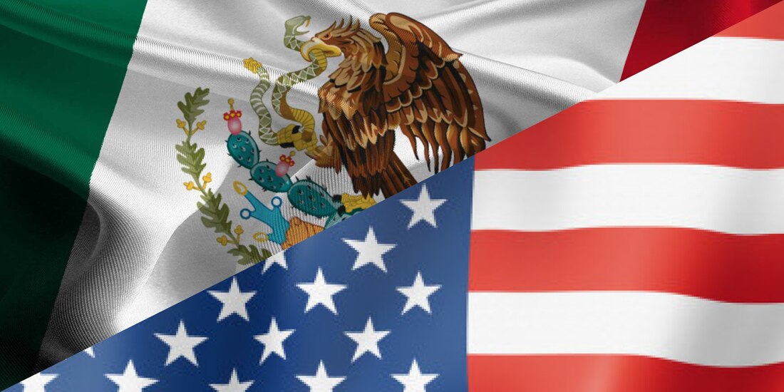 Foto ilustrativa de las banderas de México y Estados Unidos.
