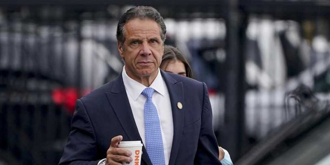El gobernador de Nueva York Andrew Cuomo después de anunciar su renuncia al cargo, el 10 de agosto de 2021, en NY.