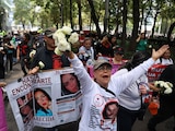 Marcha de familias buscadoras en la Ciudad de México.