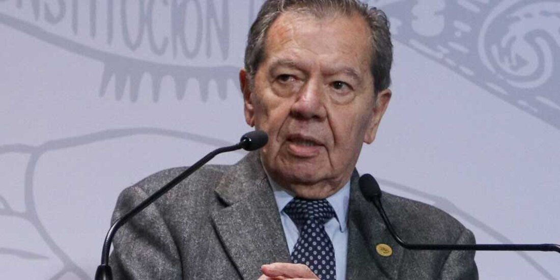 El político, Porfirio Muñoz Ledo, durante una conferencia de prensa en febrero de 2020