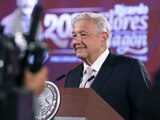 AMLO durante su mañanera de este viernes.
