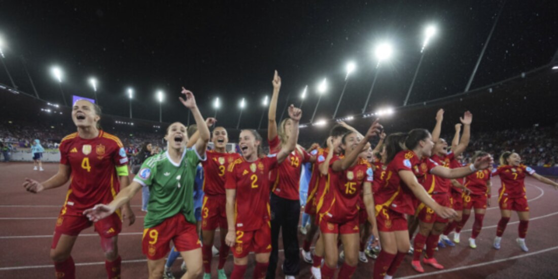 La selección ibérica celebra una de sus victorias, el mes pasado en la Eurocopa Femenil 2025.