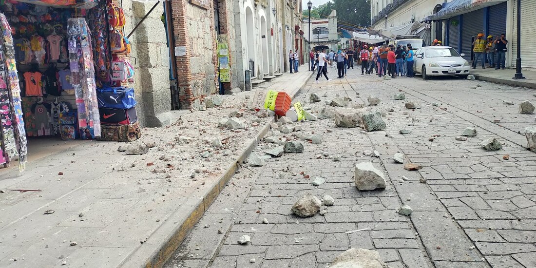Daños por sismo en Oaxaca.