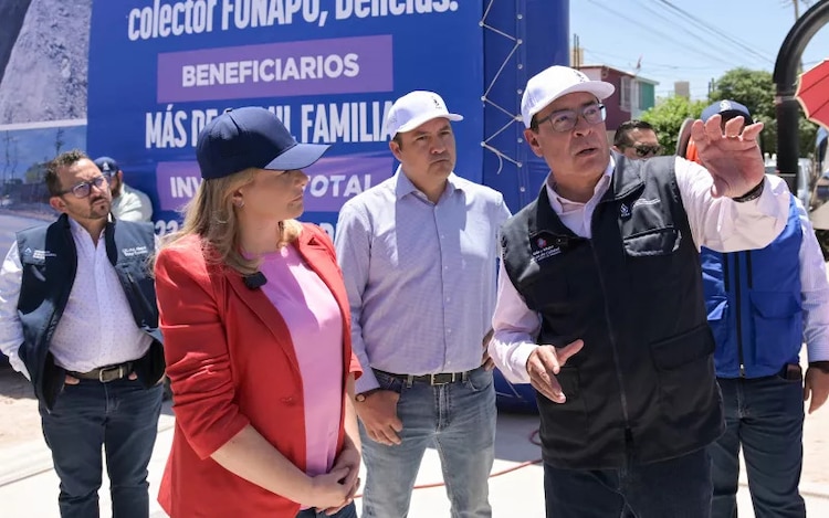Maru Campos supervisa avances en obras hidráulicas que mejorarán el saneamiento en Delicias.