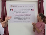 Presidenta Claudia Sheinbaum, acompañada de integrantes de su gabinete y de la secretaria de Agricultura de EU, Brooke Rollins, inauguran planta.