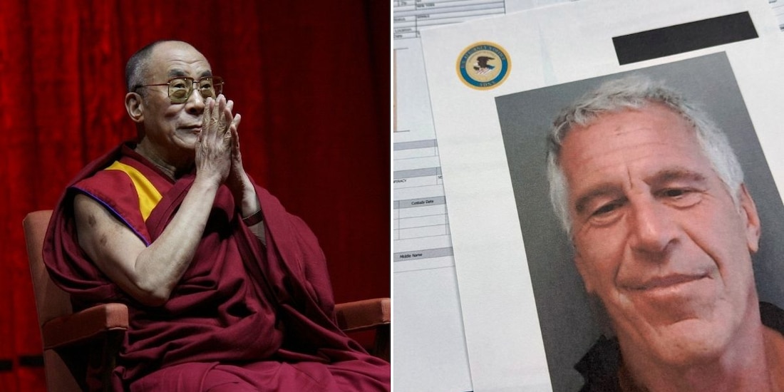 Oficina del Dalai Lama (izq.) negó que éste haya estado involucrado en red criminal de Jeffrey Epstein.