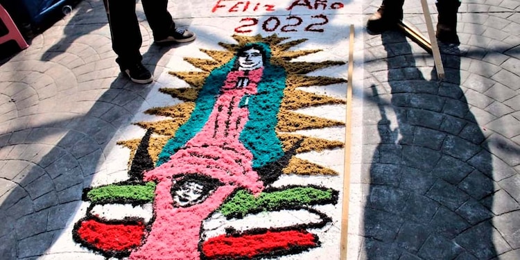 Alfombra artesanal de la Virgen de Guadalupe