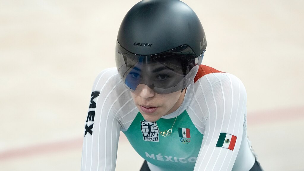 Daniela Gaxiola, ayer, en la final de keirin.