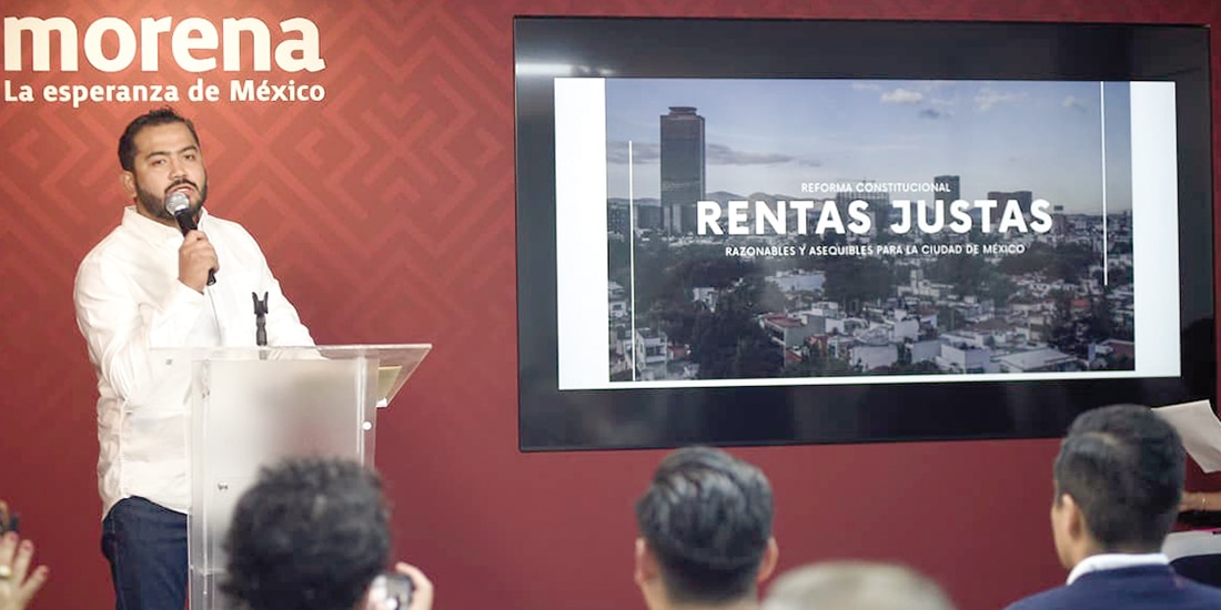 Emilio Guijosa en la conferencia de Morena, ayer.