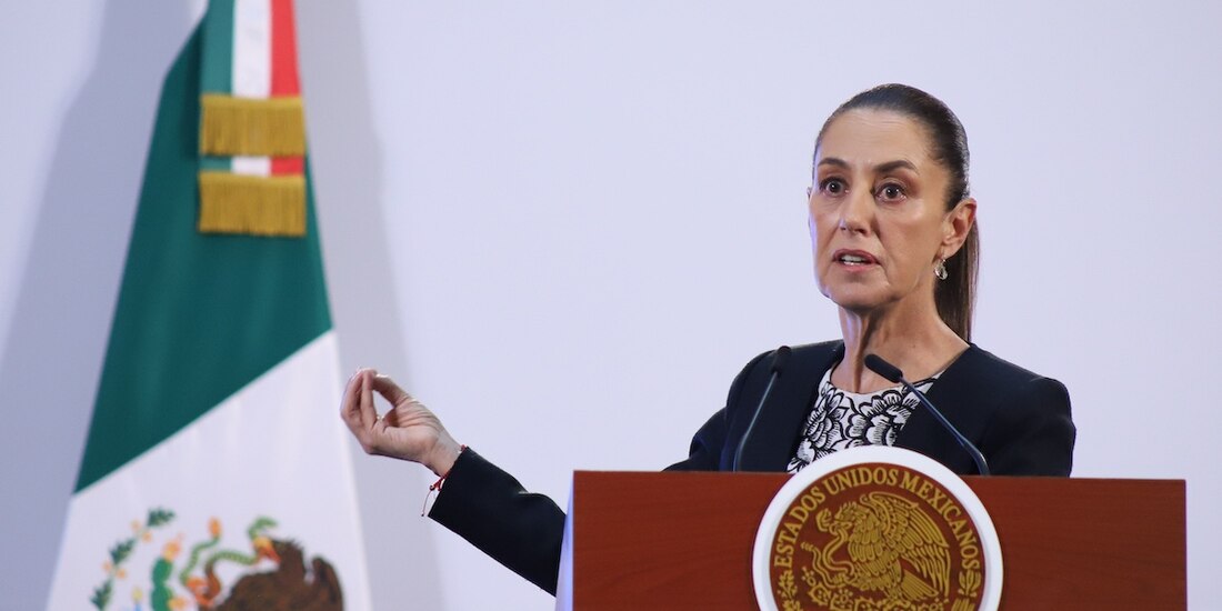 La Presidenta Claudia Sheinbaum, ayer, en conferencia de prensa en Palacio Nacional.