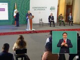 Jorge Alcocer, secretario de Salud, en la conferencia mañanera en Palacio Nacional.
