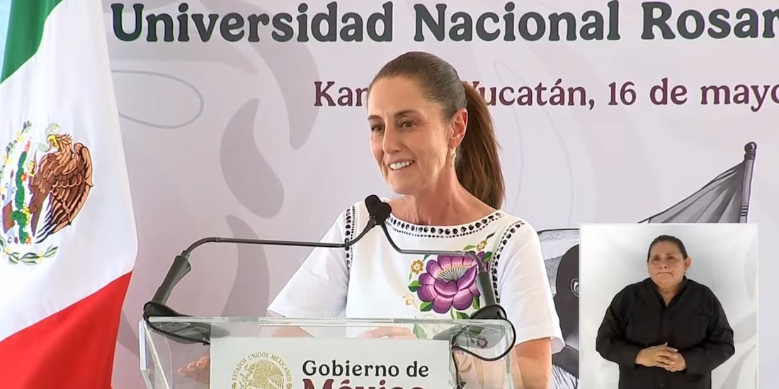 Claudia Sheinbaum, presidenta de México, en un evento en Yucatán.