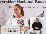 Claudia Sheinbaum, presidenta de México, en un evento en Yucatán.