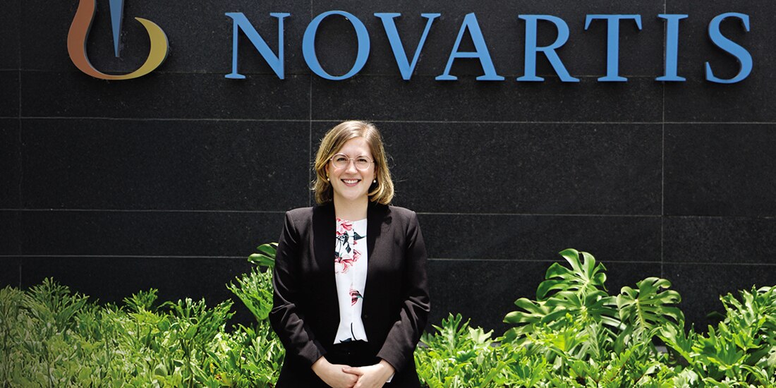 Andrea Conde, gerente senior de Asuntos Públicos y Políticas de Novartis, platica con La Razón en sus oficinas al sur de la Ciudad.