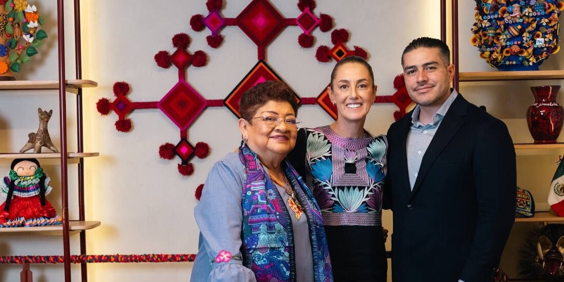 De izq. a der.: Ernestina Godoy, Claudia Sheinbaum y Omar García Harfuch, en fotografía de archivo.