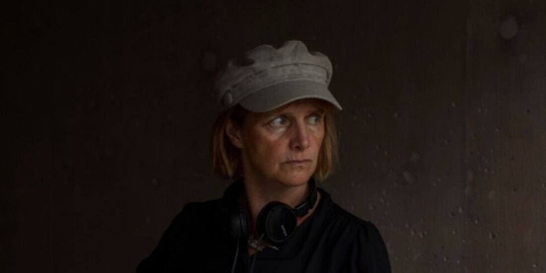 La realizadora británica, durante el rodaje de la película.